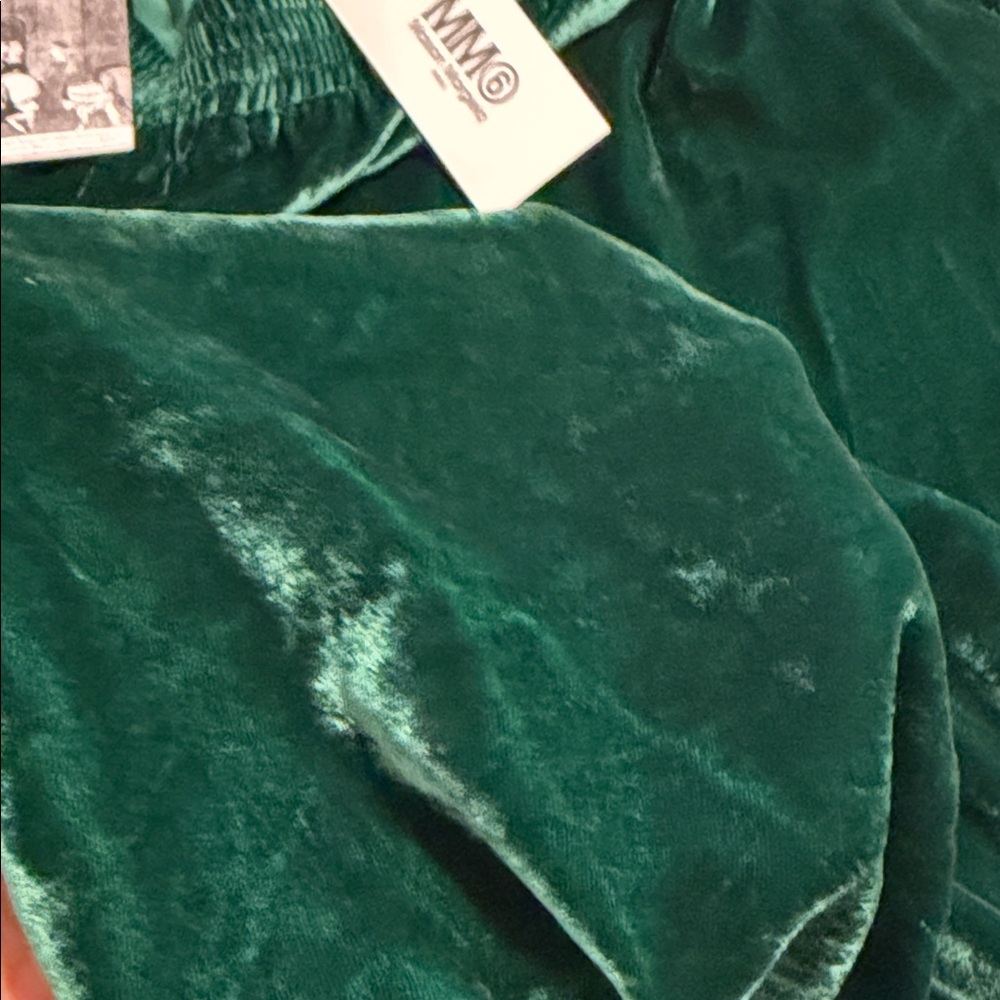MM6 Maison Martin Margiela Emerald Green Velvet Pants size 46 inseam 30” - Picture 13 of 13